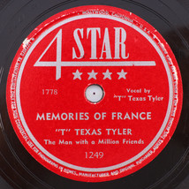 &quot;T&quot; Texas Tyler* – Memories Of France / Honky Tonk Gal - 1948 78rpm Record 1249 - £7.00 GBP