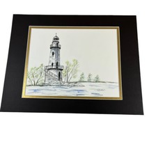 Hand Painted Art Lighthouse Ocean Nautical Beach Cottage Picture Signed 14”X 11” - £42.13 GBP