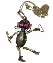 $345 Alexis Bittar &quot;Urban Warrior&quot; Large Ruby Articulating Figurine Necklace - £182.56 GBP