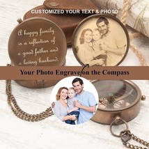 Personalized Photo Engraved Compass,Fathers Day Gift,Happy Family Photo ... - £15.63 GBP+