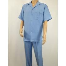 Men 2pc Walking Leisure Suit Short Sleeves By DREAMS Fancy 277-11 Ocean Blue image 3