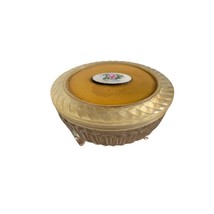 Vintage Dresser Powder glass round footed jar with lid - $527.69 MXN