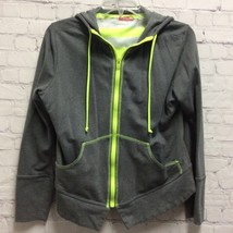 JJ Tech Womens Hoodie Sweatshirt Gray Long Sleeve Pockets Full Zip Front M - $17.81