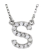 Precious Stars 14K White Gold 1/6CTW White Diamond Initial S Pendant Nec... - $647.00