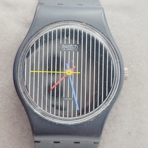 Swatch watch GA102 PINSTRIPE Women&#39;s Running New battery 1993 Vintage Co... - £44.83 GBP
