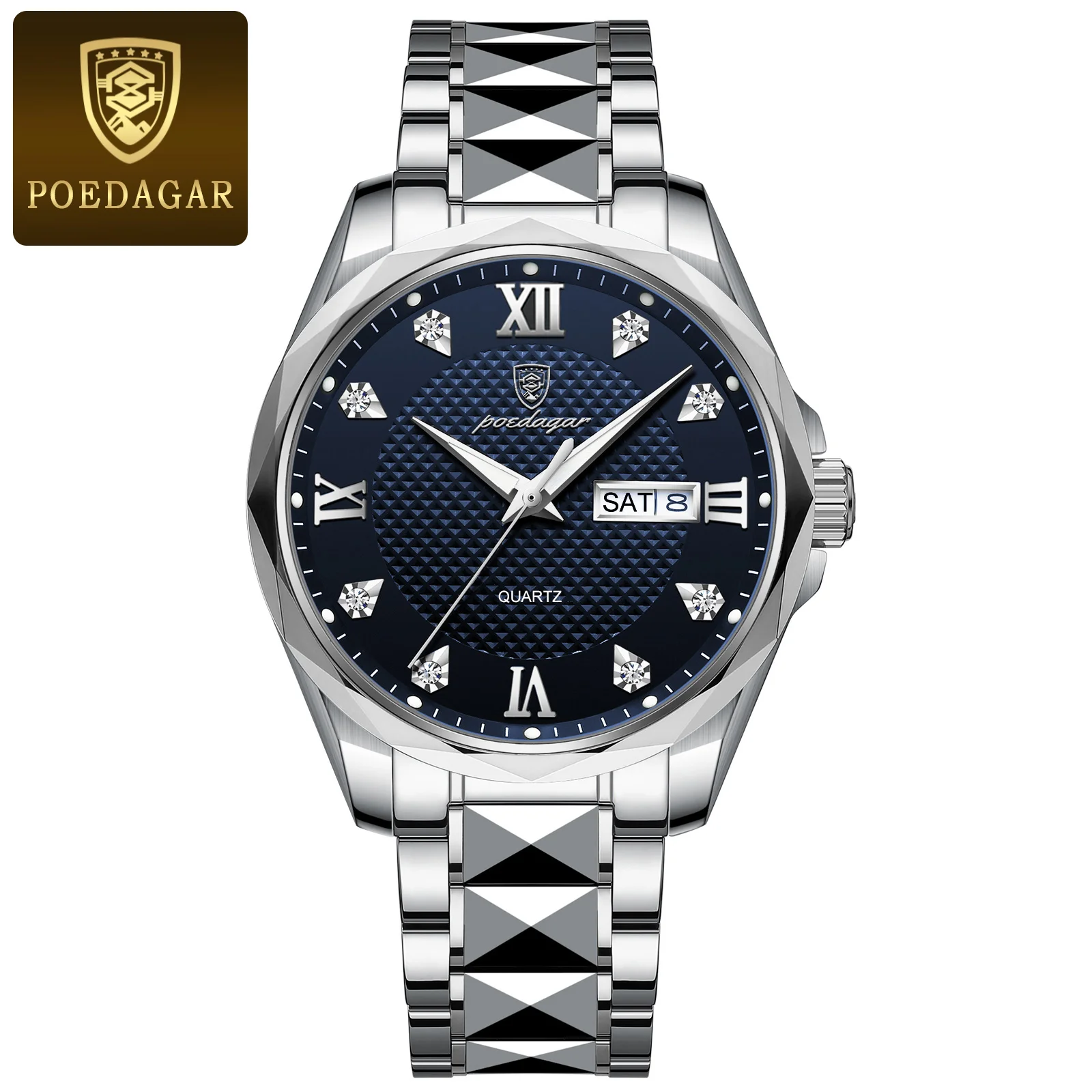 Watch POEDAGAR   For Man Waterproof  Date Week Men&#39;s Watch Stainless Steel Men   - £46.07 GBP