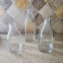 SET 3 Pottery Barn Milk Bottle STYLE Vases Clear Glass 10&quot;-8&quot;-7&quot; - £23.40 GBP
