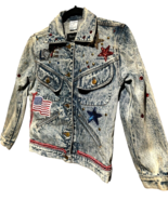 Tartufo women&#39;s denim jacket bejeweled patriotic USA love theme size M - $50.91 CAD
