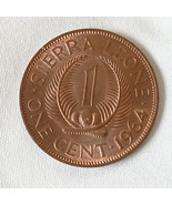 SIERRA LEONE 1964 ONE CENT Big Coin - Copper Issue - Nice UNCIRC Collect... - $5.36 CAD