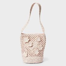A New Day™ Straw Mini Floral Print Bucket Bag Pink 8.5&quot; Height - $316.58 MXN