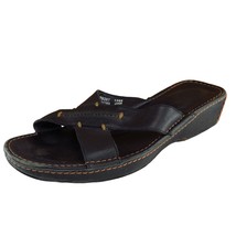 Timberland Sz 6.5 M Black Slide Leather Women Sandals 293671560 - £15.92 GBP