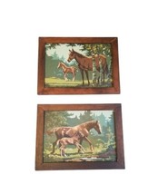 Vintage 60s MCM Paint By Number Horses Pair of Paintings wall decor  - £94.74 GBP