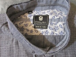 XXL Steel &amp; Jelly Long Sleeve Shirt Gray Mens Button Front Flip Cuff Pai... - £25.73 GBP