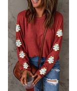Orchid Petal mardi gras Graphic Sequin Patchwork Long Sleeve Top - $34.82 CAD