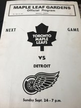 Hockey Program Scorecard Montreal Canadiens vs Toronto Maple Leafs 9/20/1972 - £9.94 GBP