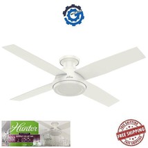 59248 New Hunter Fresh White Indoor Flush Mount Ceiling Fan with Remote 4-Blade - £112.06 GBP