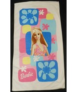 BARBIE Beach Bath TOWEL 2001 Printed Cotton White Blue Pink FRANCO Brand... - £29.64 GBP