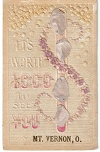 vintage 1900s worth 1000 to see you floral postcard silk ribbon Mt Verno... - £7.77 GBP