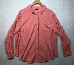 Torrid Button Front Shirt Long Sleeve Lightweight Rayon Peachy Pink Wome... - $14.69