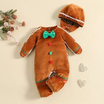 NEW Christmas Gingerbread Man Baby Boy Girl Velour Romper Jumpsuit - £9.58 GBP