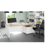 Oris White And Oak Effect Large Desk With Drawers - 3256 - £147.74 GBP