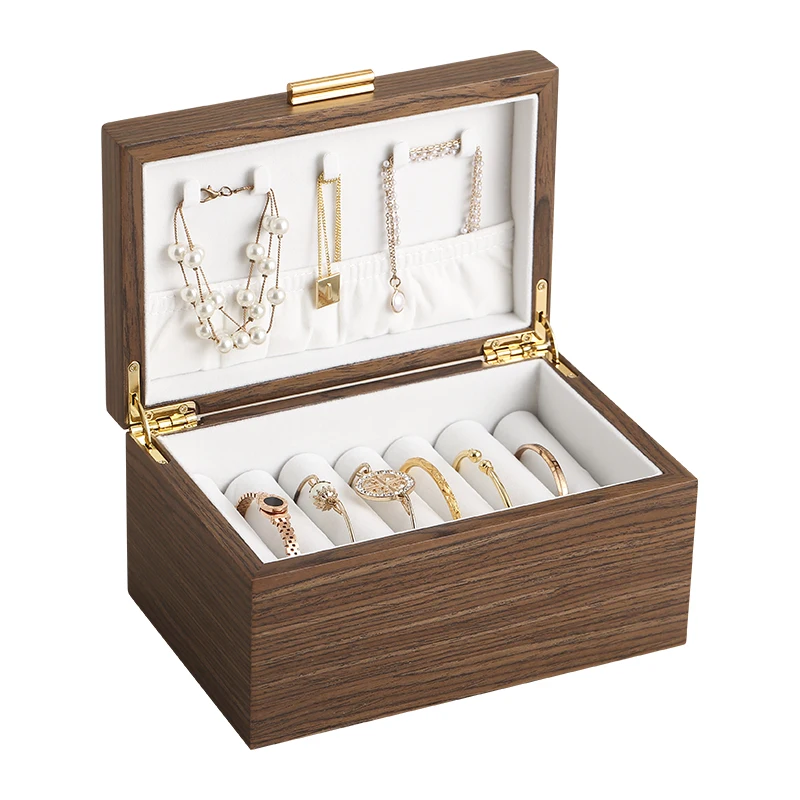 Flip Cover Wooden Jewelry Storage Box Women Jewellery Display Organizer Boxes fo - £72.77 GBP