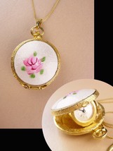 Vendome pocket watch necklace - Vintage guilloche enamel locket pendant ... - £227.81 GBP