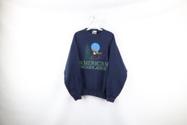 Vtg 90s Streetwear Mens Large Faded Spell Out Eagle Nature Sweatshirt Blue USA - £38.80 GBP