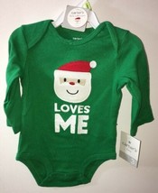 NWT CARTER&#39;S Green Bodysuit 3 Months BABY Santa Loves Me Little Collections - £10.88 GBP