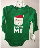 NWT CARTER&#39;S Green Bodysuit 3 Months BABY Santa Loves Me Little Collections - £10.79 GBP