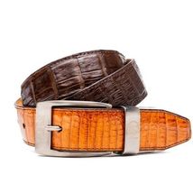 LUCIANO Genuine Caiman Back &Belly Exotic Belt Brown / Cognac image 3