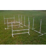 Dog Agility Equipment Training Combo 3 Jumps and 6 Adjustable Weave Poles - £77.53 GBP
