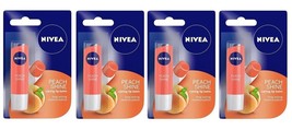 Nivea Fruity Shine Peach Lip Balm, 4.8g (pack of 4) free shipping world - £26.86 GBP
