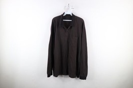 Vtg 90s Streetwear Mens XL Diamond Knit Collared Long Sleeve Rugby Polo Brown - £39.53 GBP