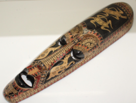 Hand Carved Painted Indonesian Face Mask  19 1/4&quot; Long - £17.17 GBP