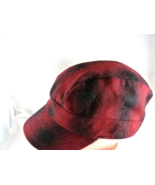 Eddie Bauer Cap Hat Plaid Wool Red Black Small Ladies lined - £11.66 GBP