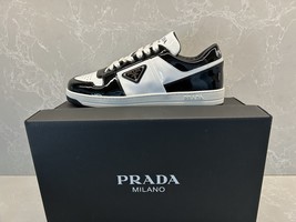 NEW - Prada Downtown Leather Black White Patent Men’s Sneaker Shoes - $1,189.65 CAD