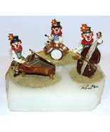 LOVELY RARE 1983 RON LEE METAL ONYX CLOWN SCULPTURE~CLOWNS PLAYING INSTR... - $164.83