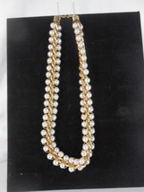 Vintage Faux Pearl with Gold Tone Link Chain Linking Pearls Necklace Choker - $12.79 CAD