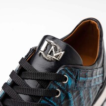 Men's Shoes genuine crocodile and lizard fashion sneaker Portici Navy / Black image 5