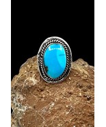Vintage Navajo Native American Sterling Silver Natural Turquoise Ring 6.75 - $1,903.76 MXN