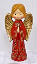 Tall Vintage MCM Christmas Angel Red Blonde Jewels on Gown  10.5&quot; Ardco ... - $29.21