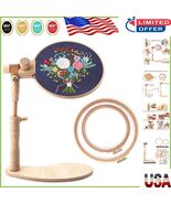 Beech Wood Adjustable Embroidery Hoop Stand w/ 2 Hoops for Comfort &amp; Pre... - $72.72 CAD