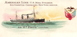 American Line Steamer St Paul Trans Atlantic Postcard - £8.37 GBP