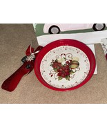 Hartin International Tin Christmas Plate &amp; ribbon - $171.13 MXN