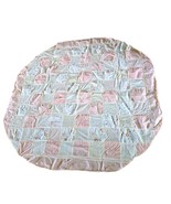 Quilted Tablecloth Round 65.5x68 in Homemade Pink Yellow Rose Floral Cot... - £27.52 GBP