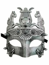 Spike Silver Antique Gladiator Warrior Masquerade Men&#39;s Mask - £13.96 GBP