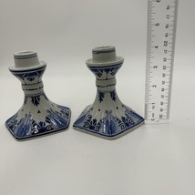 Royal Delft Porceleyne Fles Vintage 4.5&quot; Candle Stick Holders Blue White... - $157.50