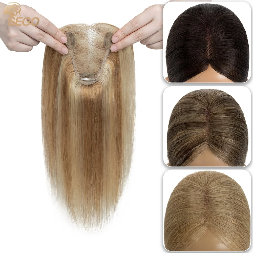SEGO 8X10cm Human Hair Toppers For Women Hand Made Lace Base Straight Natural - £29.37 GBP+