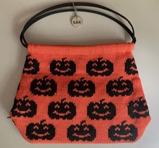 The Sak Orange Black Crochet Knit Pumpkin Pattern Halloween Bag EUC - £50.52 GBP